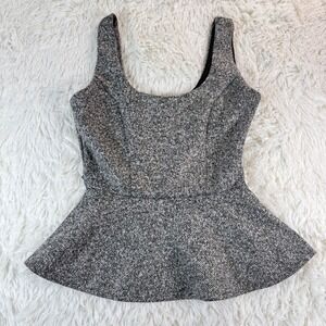 Bebe Tweed Peplum Tank Top Women's Size XS Sleeveless Zip Dressy Chic Textured